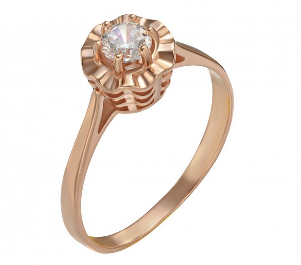 Золотое кольцо с фианитом. Артикул 380182  размер 16.5 - Фото 1