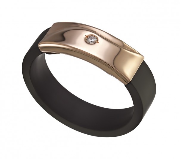 Золотое кольцо с агатом и фианитами. Артикул 369540 - Фото  1