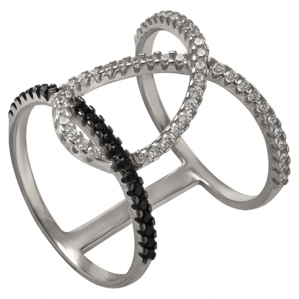 Серебряное кольцо с фианитами. Артикул 380351С  размер 16.5 - Фото 2