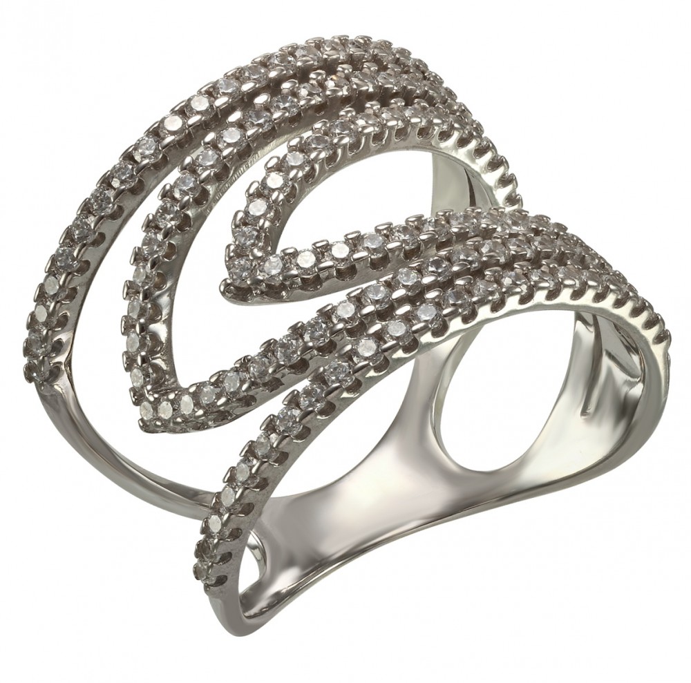 Серебряное кольцо с фианитами. Артикул 380357С  размер 18.5 - Фото 2