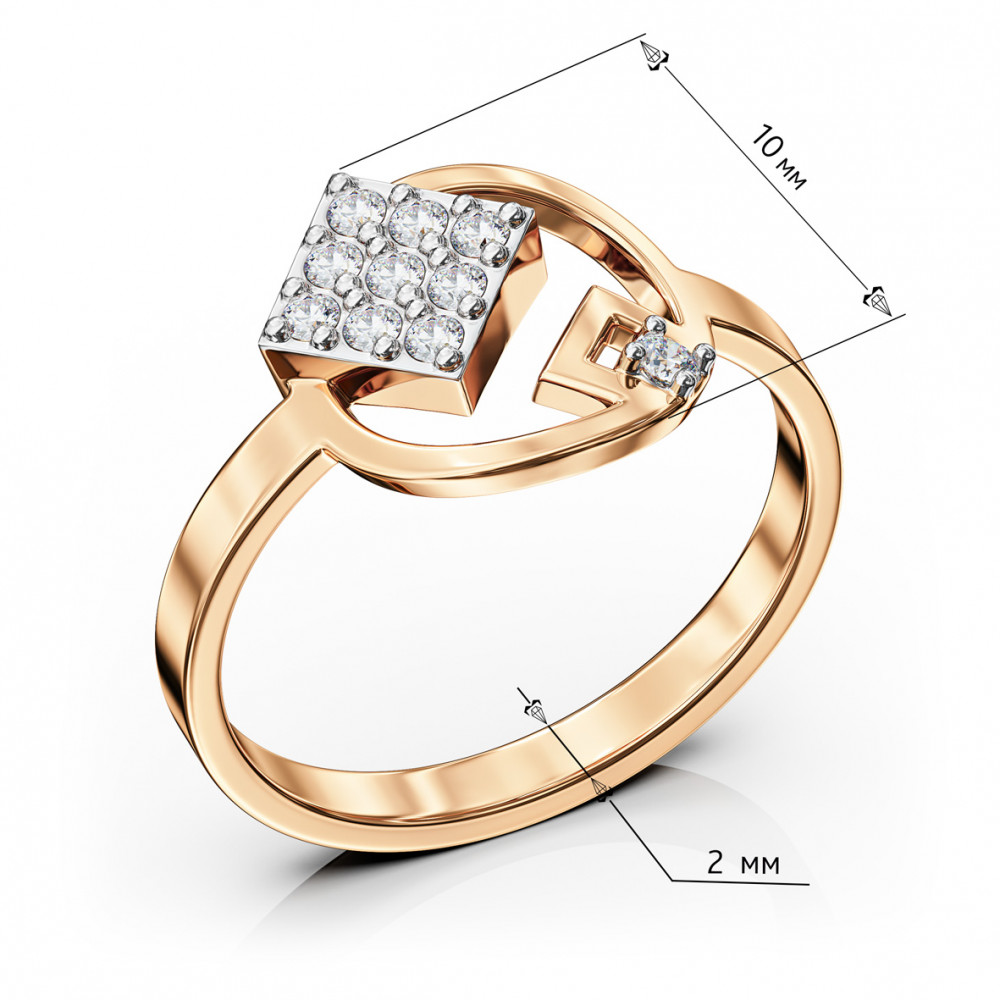 Золотое кольцо с фианитами. Артикул 380429  размер 16.5 - Фото 3