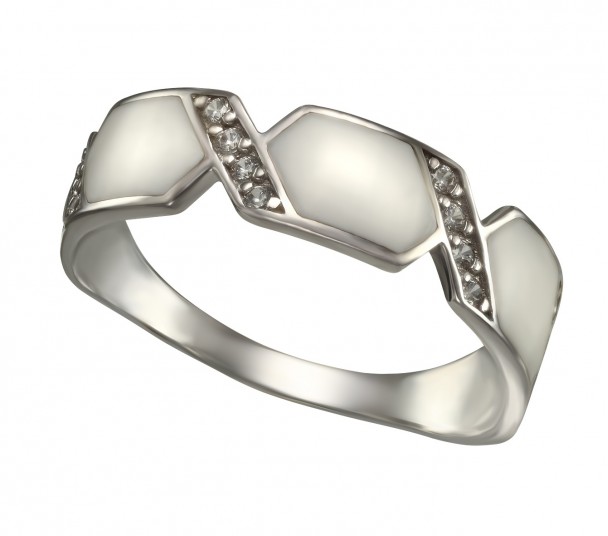 Серебряное кольцо с гранатом и фианитами. Артикул 374686С - Фото  1