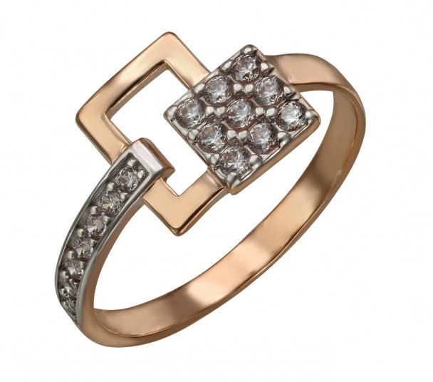 Золотое кольцо с агатом, фианитами и эмалью. Артикул 379684Е - Фото  1