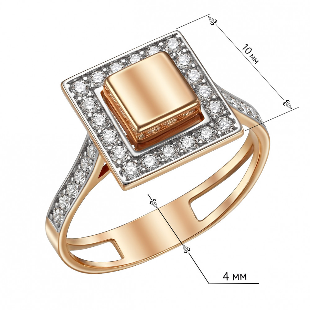 Золотое кольцо с фианитами. Артикул 380388  размер 19 - Фото 2