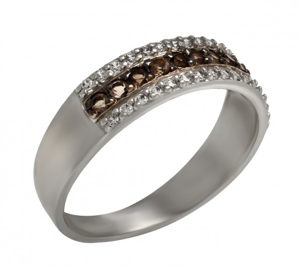Серебряное кольцо с кварцем и фианитами. Артикул 368533С  размер 17.5 - Фото 1