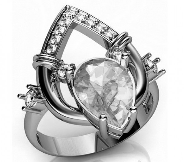 Серебряное кольцо с фианитами. Артикул 330768С  размер 18 - Фото 1
