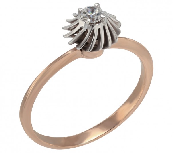 Золотое кольцо с фианитами и эмалью. Артикул 330139Е - Фото  1