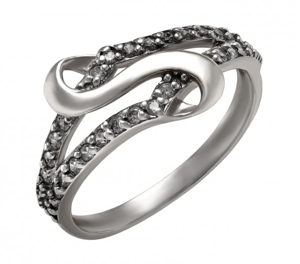 Серебряное кольцо с агатом и фианитом. Артикул 379667С - Фото  1