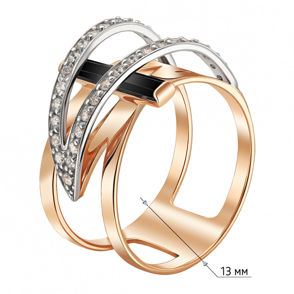 Gold ring with agate and cubic zirconia. Article 379602  size 19.5 - Photo 3