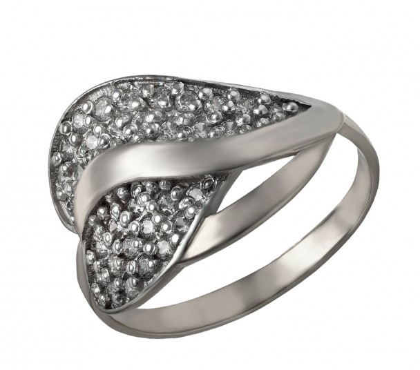 Серебряное кольцо с агатом и фианитами. Артикул 379767С - Фото  1