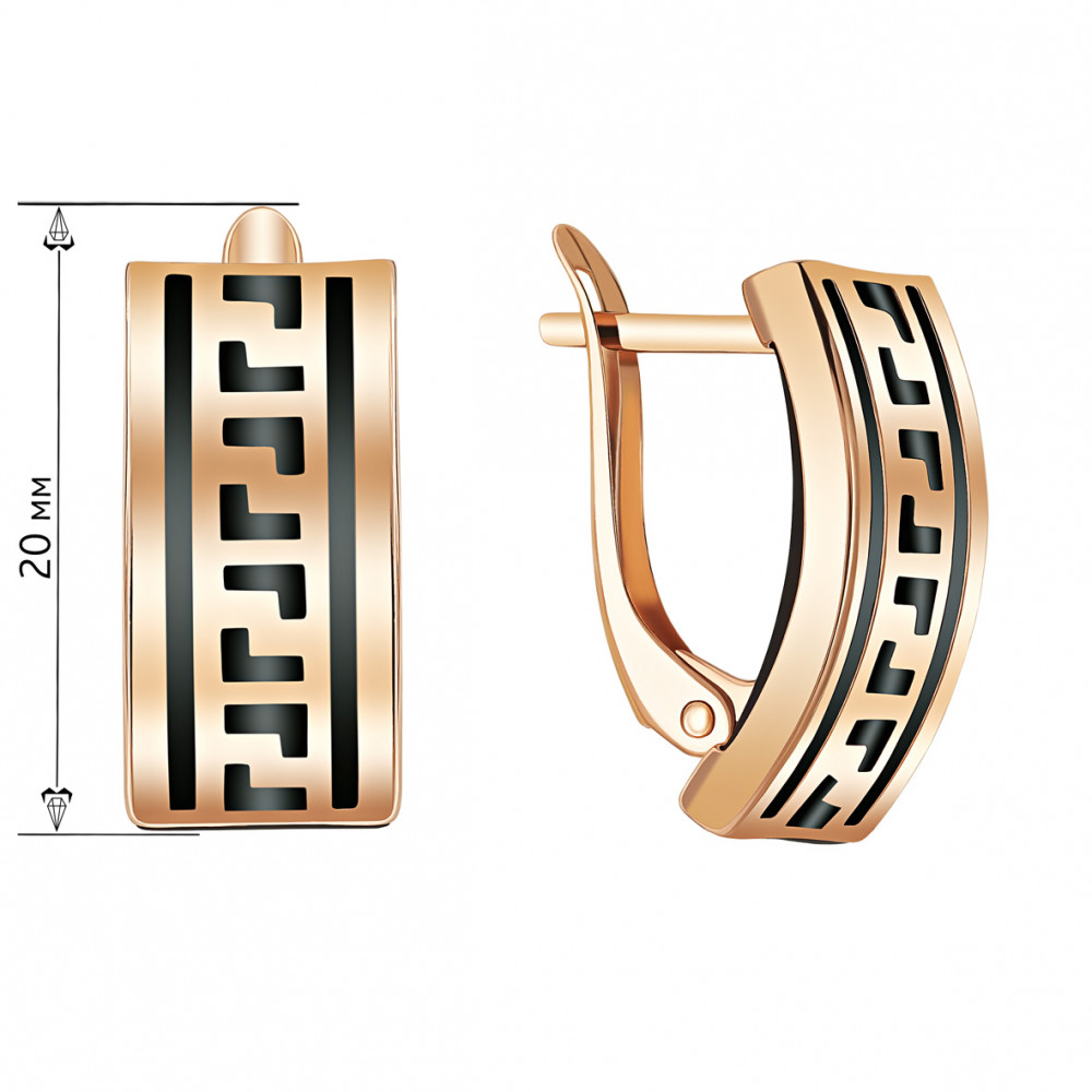 Золотые серьги с каучуком. Артикул 930006  - Фото 2