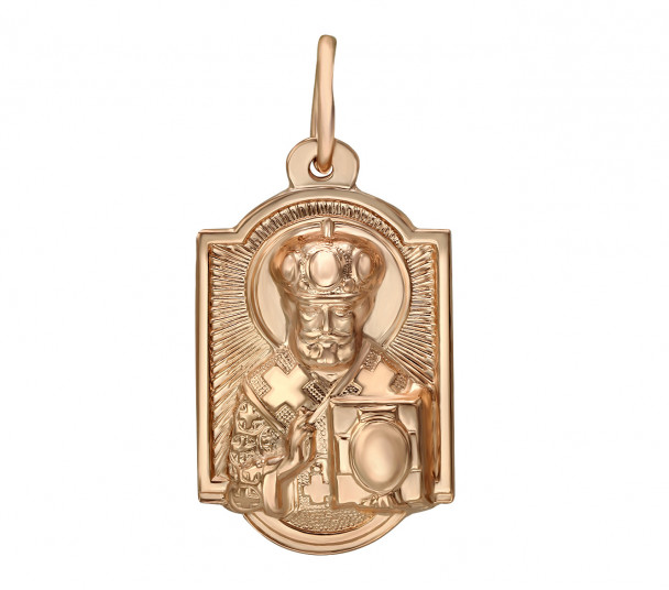 Золотая ладанка Святой Николай Чудотворец. Артикул 110622  - Фото 1