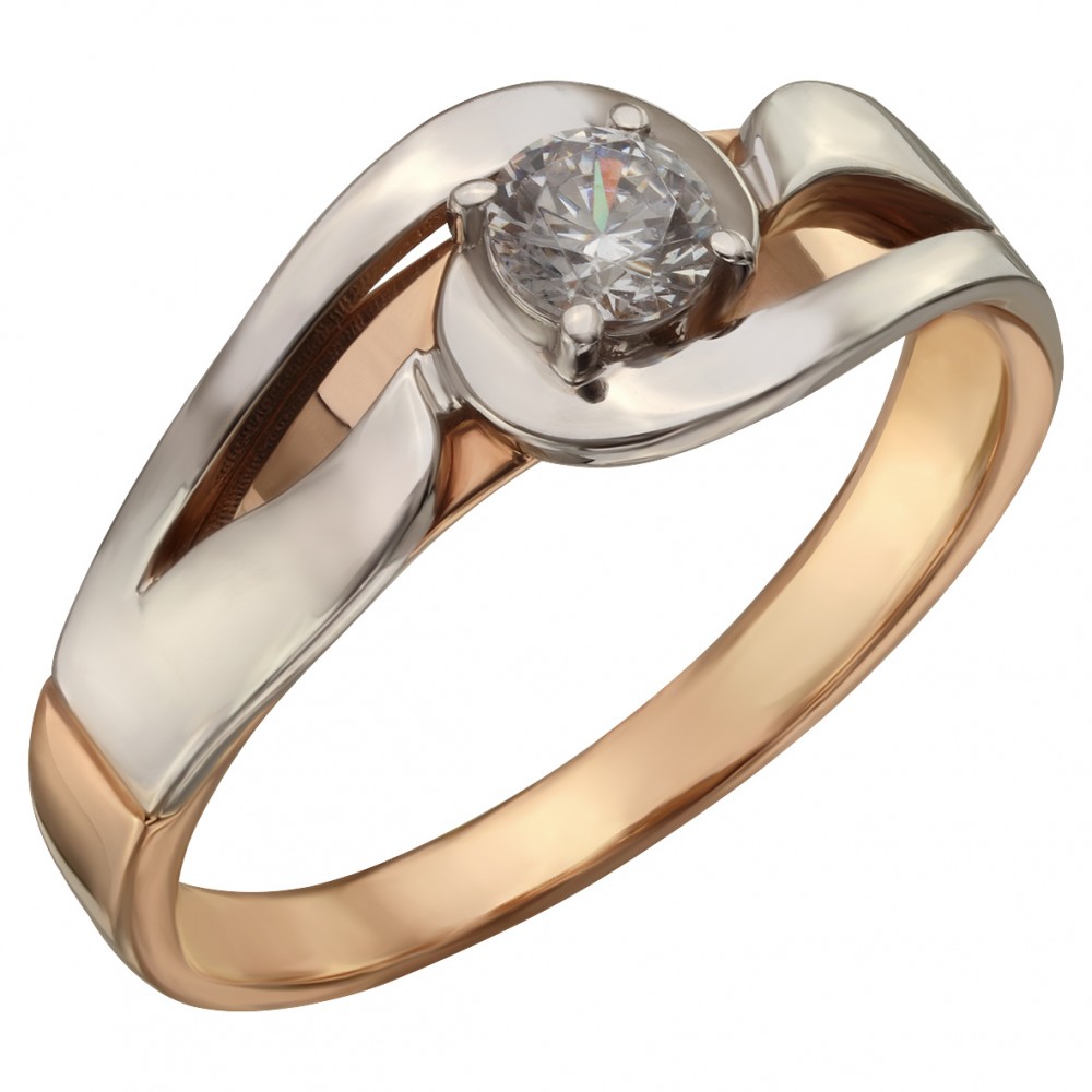 Золотое кольцо с фианитом. Артикул 350063  размер 19 - Фото 2