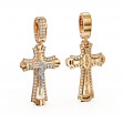 Золотой крестик с фианитами и эмалью. Артикул 270065Е  - Фото 2
