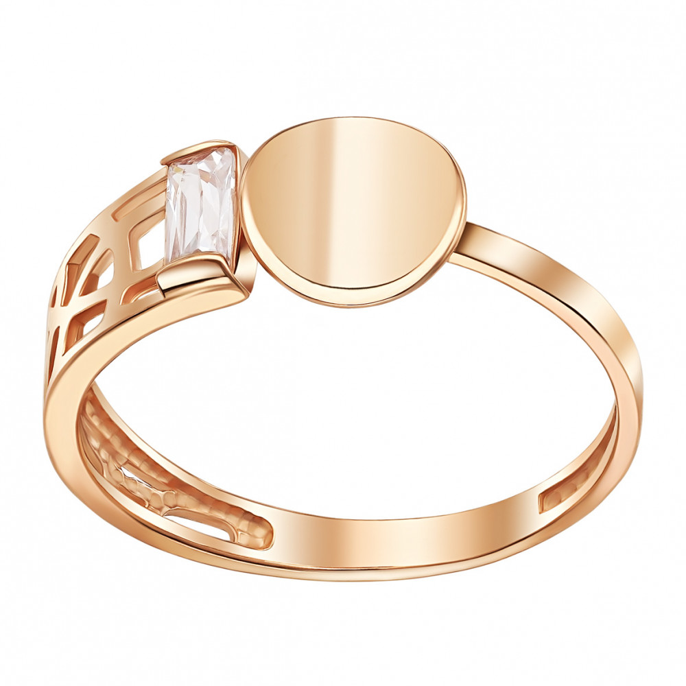 Gold ring with cubic zirkonia. Article 380492  size 19.5 - Photo 2