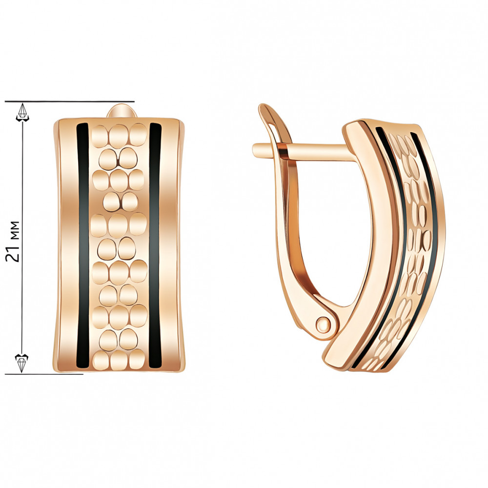 Золотые серьги с каучуком. Артикул 930008  - Фото 2