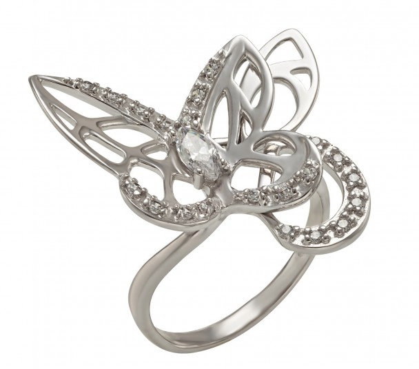 Серебряное кольцо "Бабочка" с фианитами. Артикул 320849С  размер 18 - Фото 1
