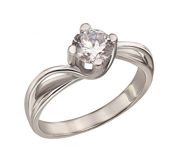 Серебряное кольцо с вставкой из золота, кварцем и фианитами. Артикул 378155Н - Фото  1