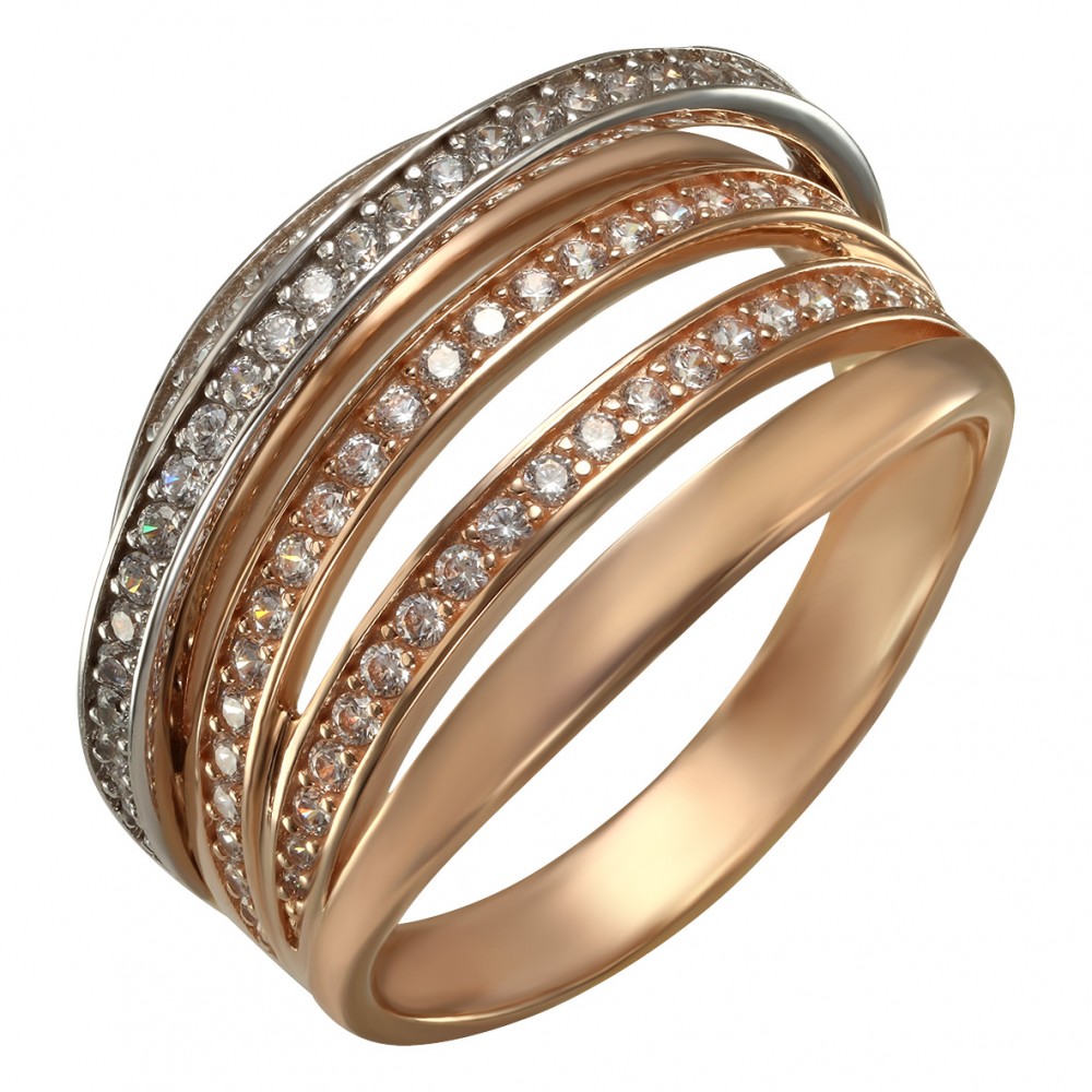 Золотое кольцо с фианитами. Артикул 350010  размер 18 - Фото 2