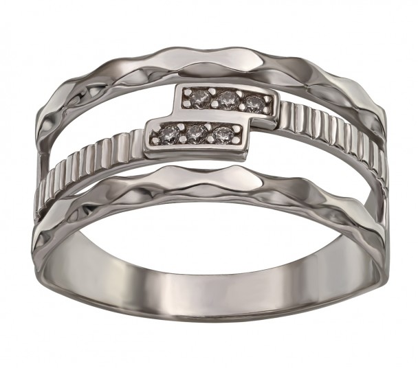 Серебряное кольцо с фианитами. Артикул 380061С - Фото  1