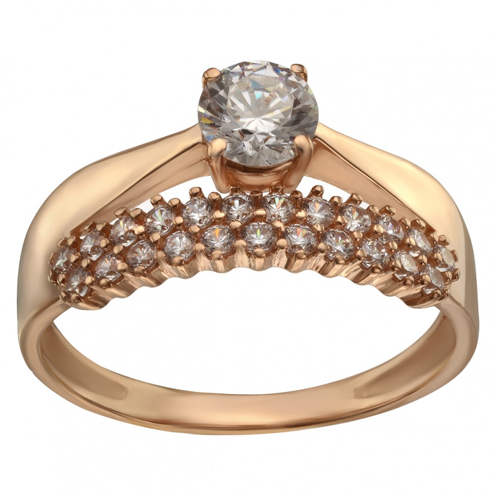 Золотое кольцо с фианитами. Артикул 380481  размер 17 - Фото 2