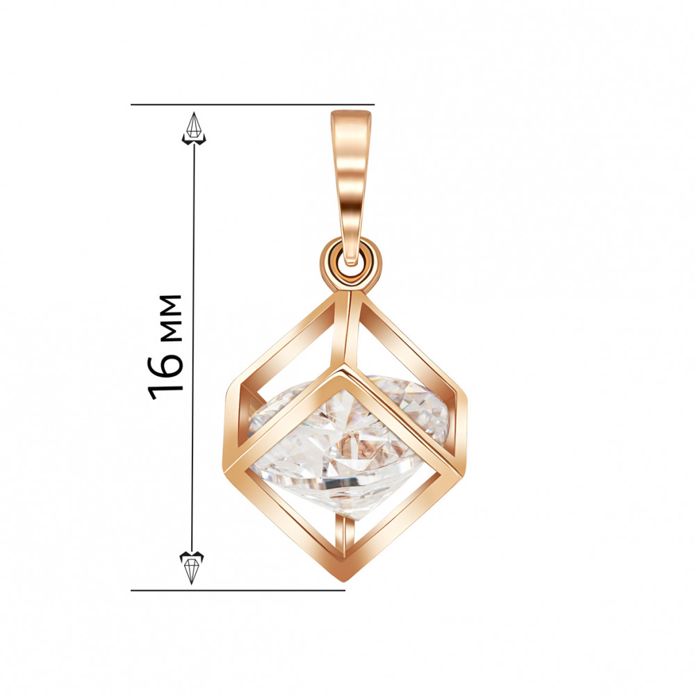 Gold pendant with cubic zirkonia. Article 150355  - Photo 2