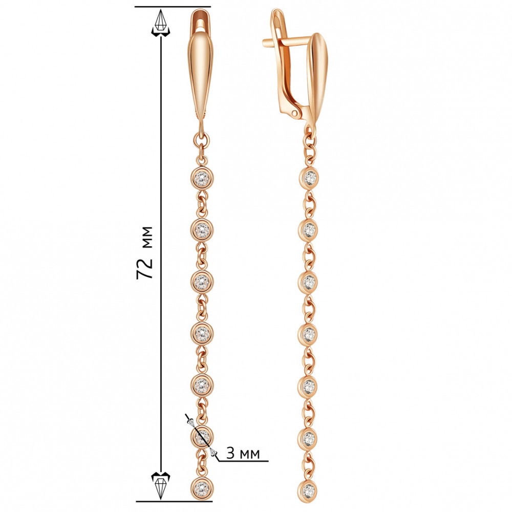 Золоті сережки з фіанітами. Артикул 480059  - Фото 2