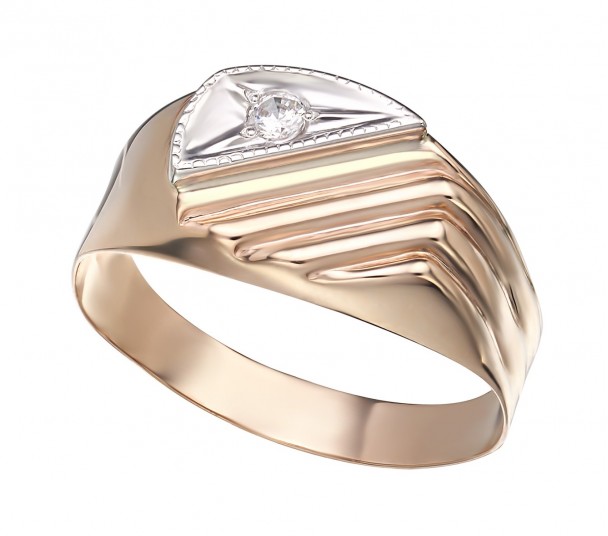 Золотое кольцо с фианитами и эмалью. Артикул 330089Е - Фото  1