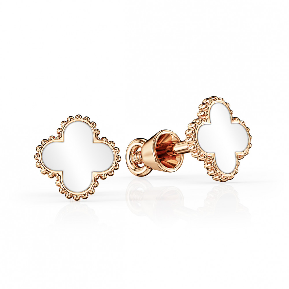 Золотые пуссеты с эмалью. Артикул 500047Е  - Фото 2