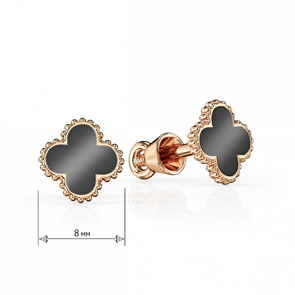 Gold studs with enamel. Article 500047Е  - Photo 2