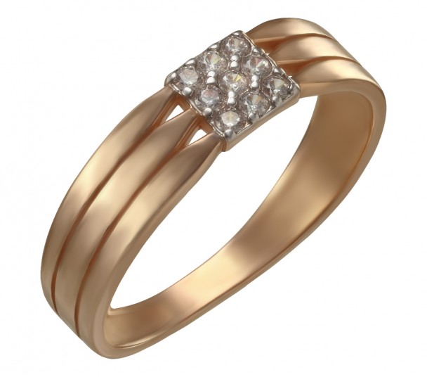 Золотое кольцо с жемчугом и фианитами. Артикул 380208 - Фото  1