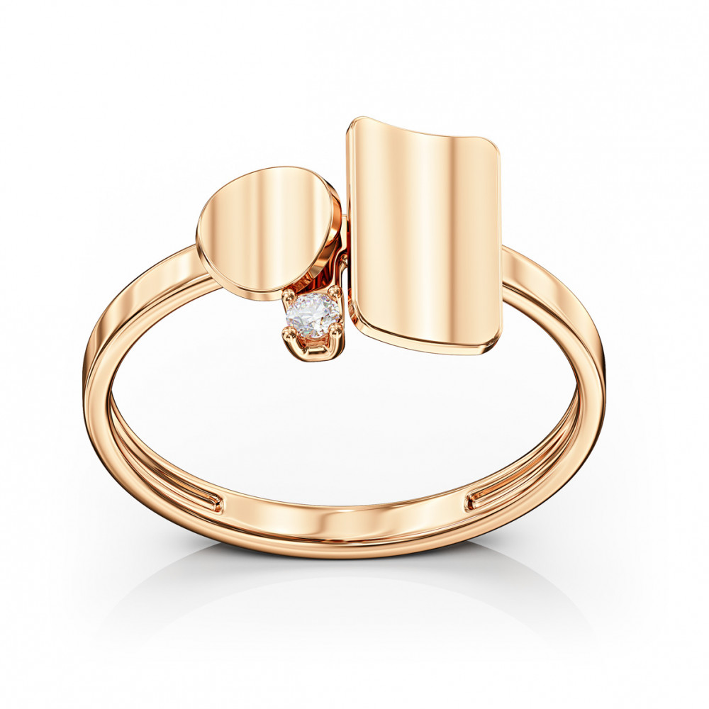 Gold ring with cubic zirkonia. Article 380494  size 16 - Photo 2