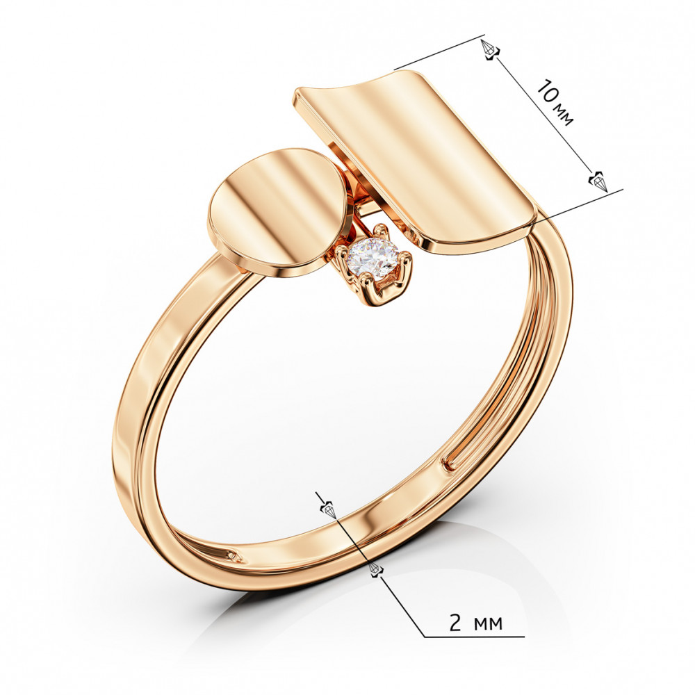 Gold ring with cubic zirkonia. Article 380494  size 16 - Photo 3
