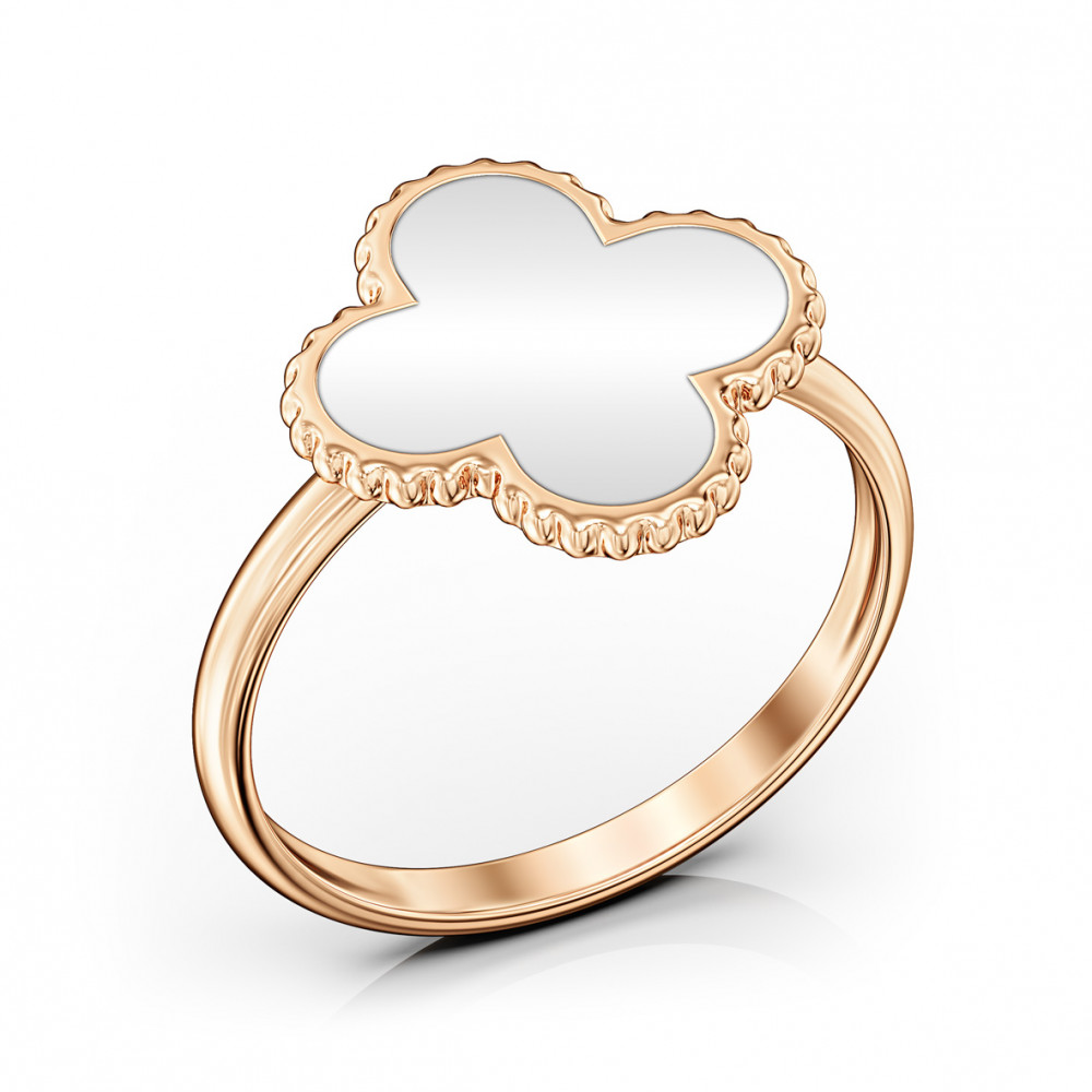 Золота каблучка з емаллю. Артикул 300423Е  розмір 16.5 - Фото 3