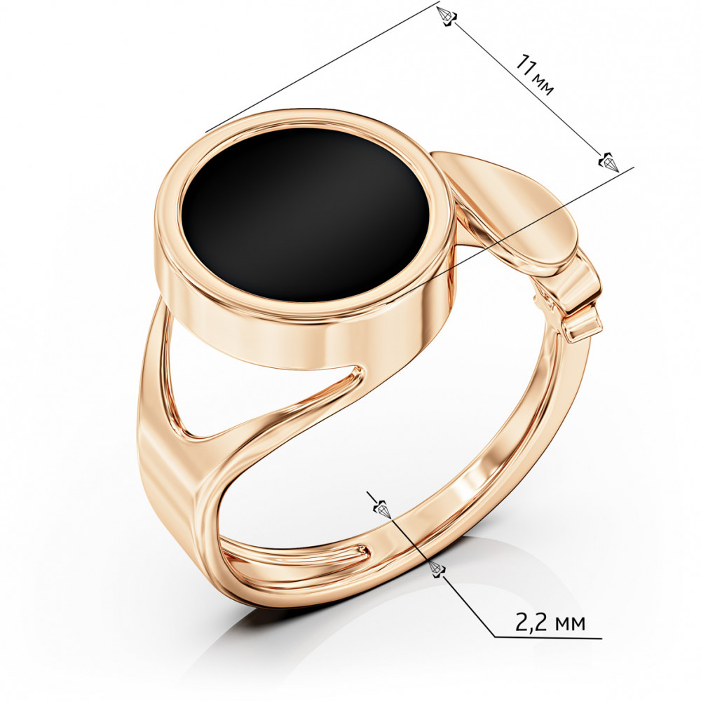 Золота каблучка з агатом / перламутром / бірюзою. Артикул 369617  розмір 19 - Фото 3