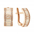 Gold earrings with cubic zirkonia and enamel. Article 420015Е  - Photo 2