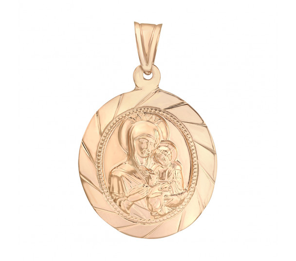 Золотая ладанка "Иверская икона Божией Матери". Артикул 100141  - Фото 1
