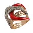 Золотое кольцо с фианитами и эмалью. Артикул 330072Е  размер 18 - Фото 3