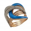 Золотое кольцо с фианитами и эмалью. Артикул 330072Е  размер 18.5 - Фото 4