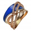 Золотое кольцо с фианитами и эмалью. Артикул 330073Е  размер 19 - Фото 2