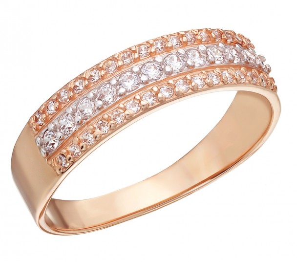 Золотое кольцо с фианитами. Артикул 380331 - Фото  1