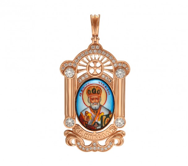 Золотая ладанка Святой Николай Чудотворец. Артикул 150365  - Фото 1