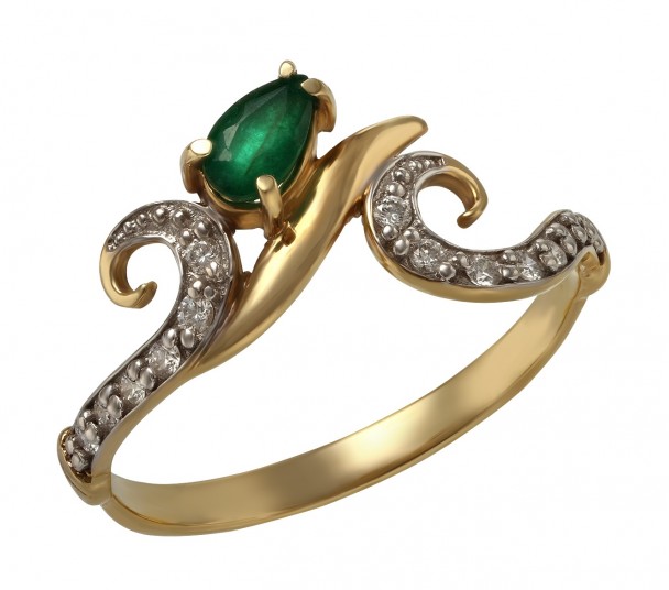Золотые кольца с изумрудом и бриллиантами - Фото  26
