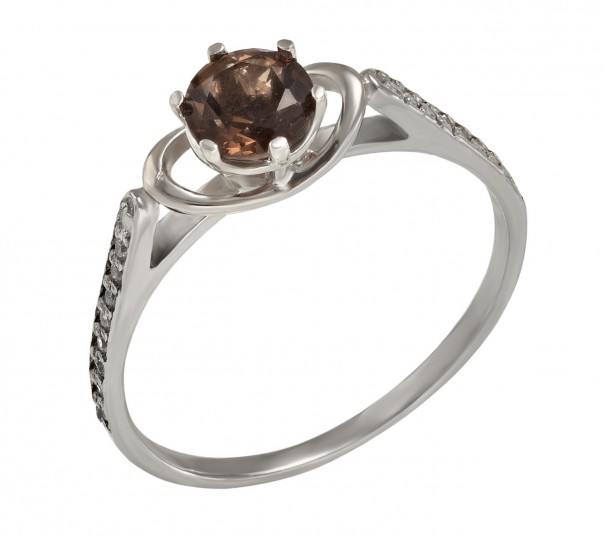 Серебряное кольцо с кварцем и фианитами. Артикул 378688С  размер 17 - Фото 1