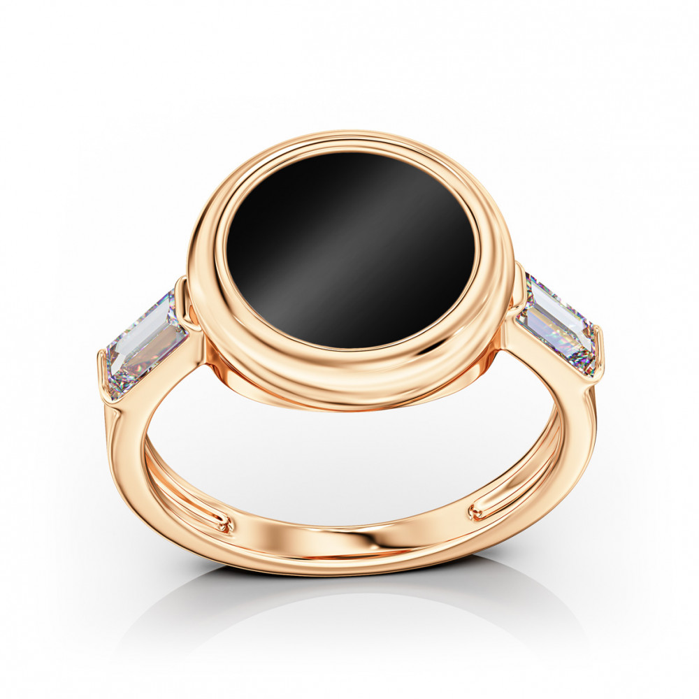 Золотое кольцо с агатом и фианитами. Артикул 369618  размер 17 - Фото 2