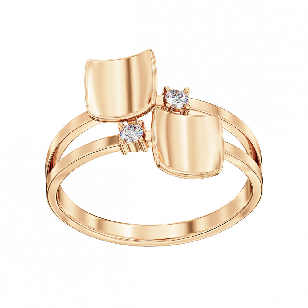 Gold ring with cubic zirkonia. Article 380504  size 18.5 - Photo 2