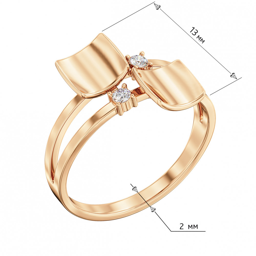 Gold ring with cubic zirkonia. Article 380504  size 18.5 - Photo 3