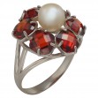 Серебряное кольцо с жемчугом и фианитами. Артикул 380078С  размер 19.5 - Фото 3