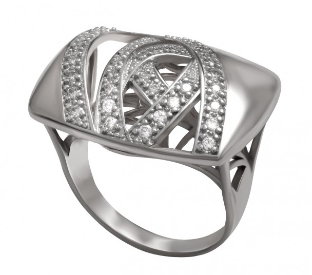 Серебряное кольцо с фианитами. Артикул 320727С  размер 16.5 - Фото 1