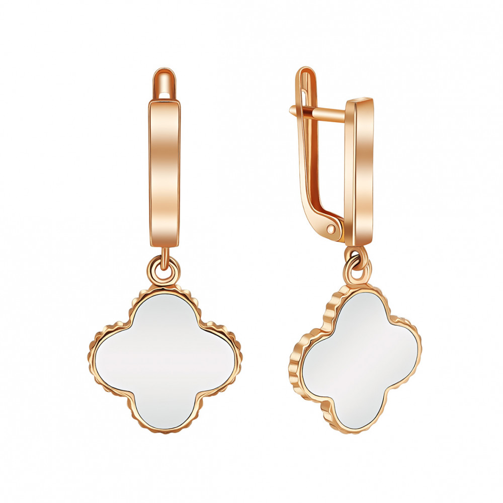 Gold pendant earrings with jewelry enamel. Article 400267Е  - Photo 2